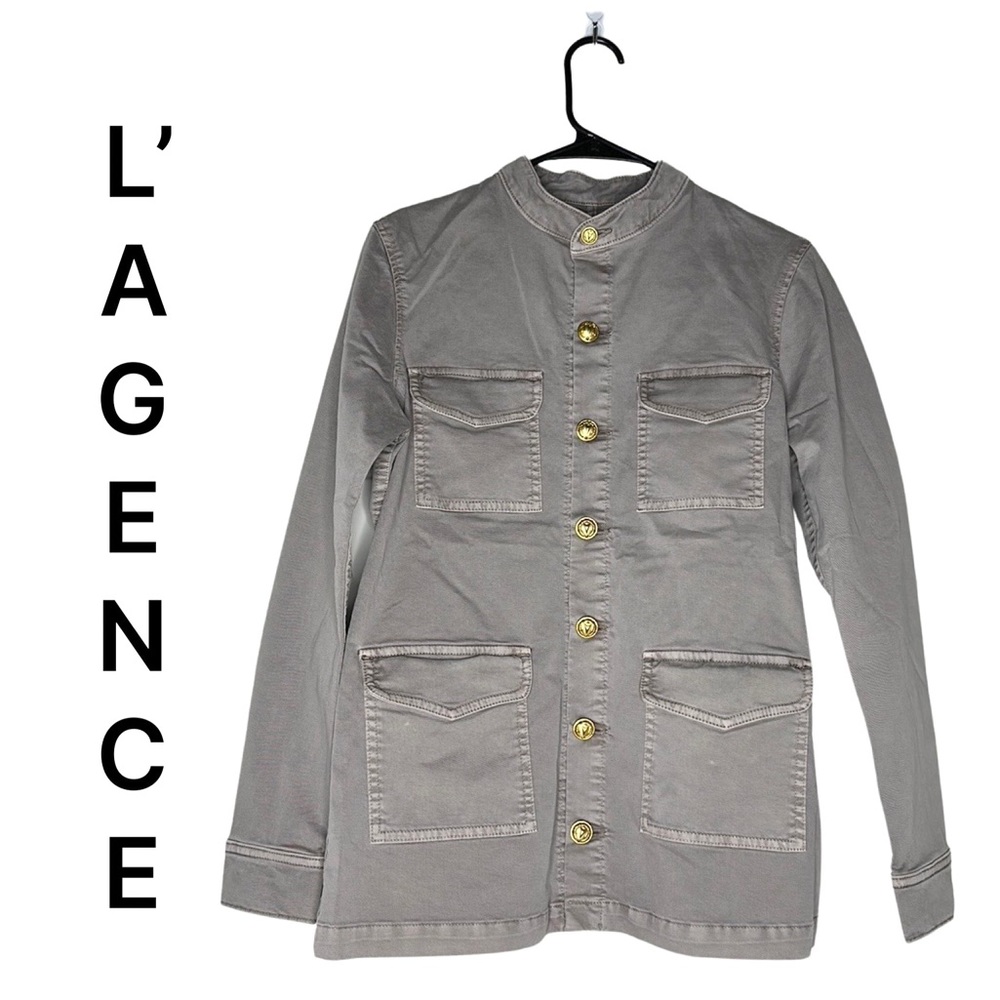 NEW L’AGENCE Military Chore Large Button Oversized Denim Jacket Small NWT